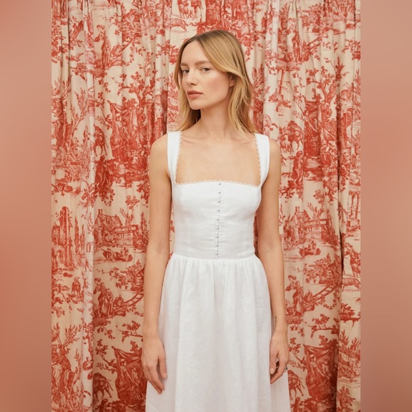 NEW REFORMATION white tagliatelle linen dress size 10 - Picture 7 of 15